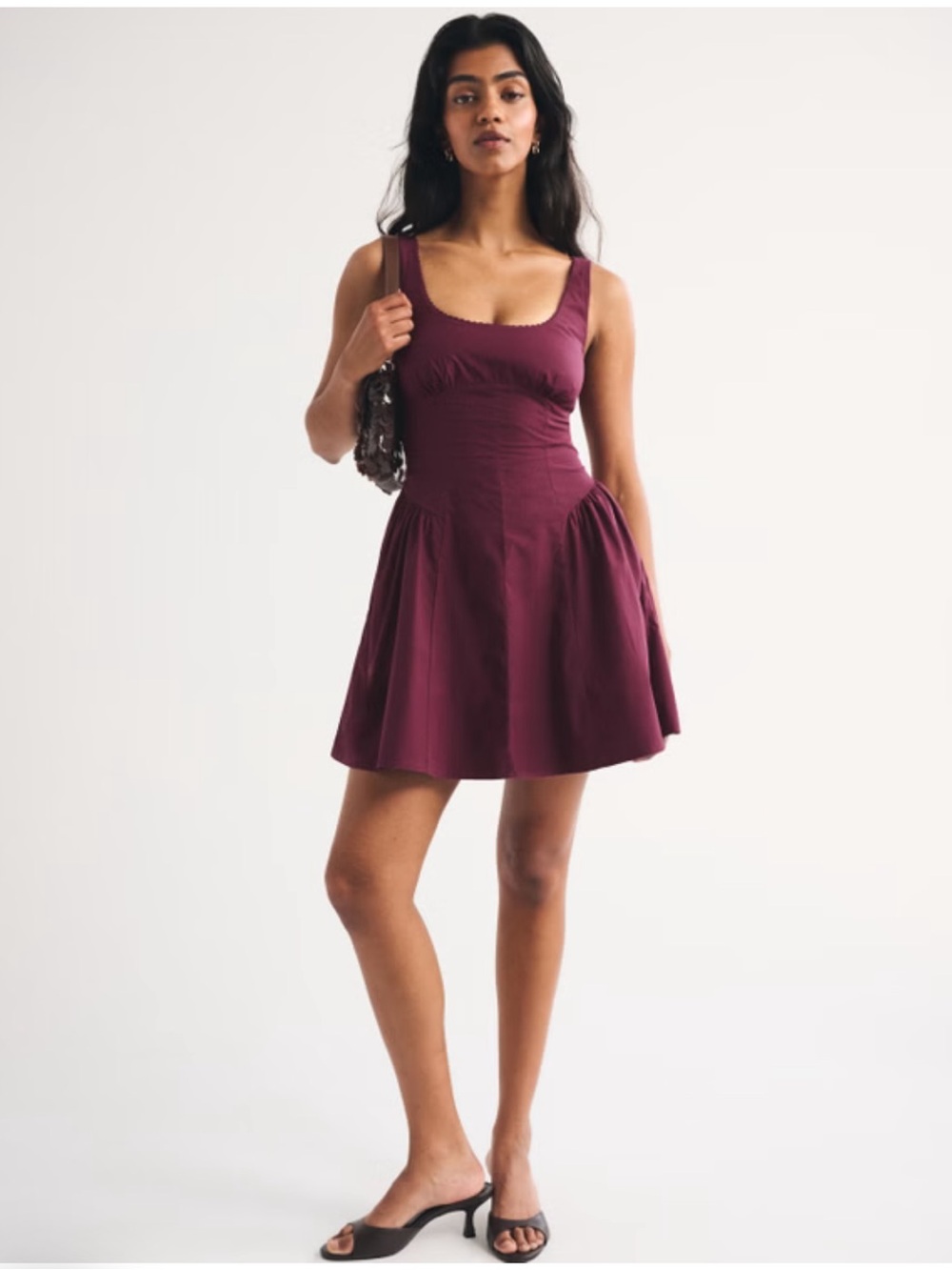 Abercrombie & Fitch 100% Cotton A&F Bra-Free Dylan Mini Dress Maroon Women Small